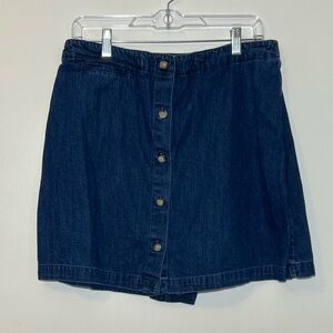 Vintage White Stag Denim Button-Front Mini Skort